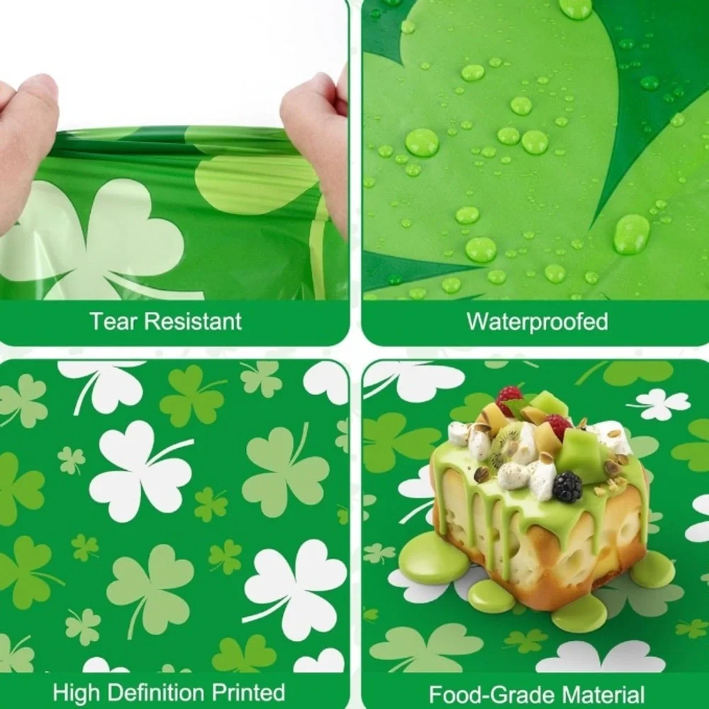 2 Pack St Patrick's Day Green Shamrock Plastic Disposable Rectangle Tablecloth☘️